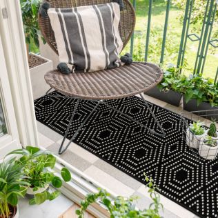 Terrace Tropic Valeria Black Area Rug