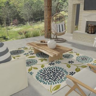 Terrace Tropic Tenavon Blue Area Rug